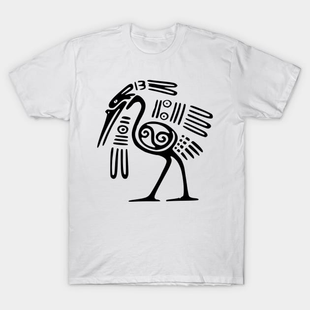 Tribal Crane Mexico T-Shirt by ppandadesign